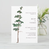 Minimalist Watercolor Spruce Wedding Kaart (Staand voorkant)