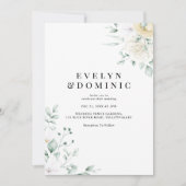 Minimalist Watercolour Floral White Rose Wedding Kaart (Voorkant)