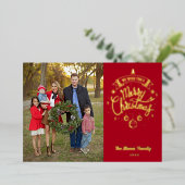 Minimalist We wensen u een prettig kerstfeest Folie Feestdagenkaart (Staand Voorkant)