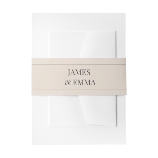 Minimalist Wedding Belly Band Soft Latte Uitnodigingen Wikkel (Voorkant Voorbeeld)