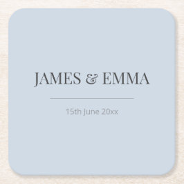 Minimalist Wedding Coaster | Dusky Blue Vierkante Kartonnen Onderzetter