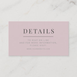 Minimalist Wedding Details Card Dusky Rose Informatiekaartje