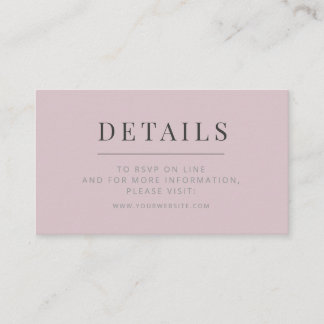 Minimalist Wedding Details Card Dusky Rose Informatiekaartje