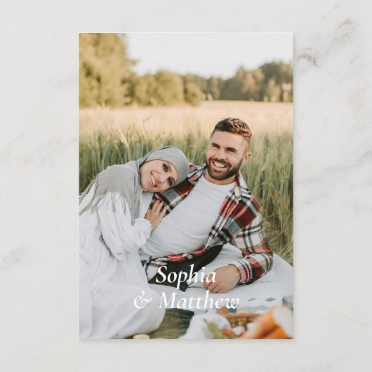 Minimalist Wedding Details Photo White Informatiekaartje (Achterkant)