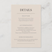 Minimalist Wedding Details Soft Latte Informatiekaartje (Voorkant)