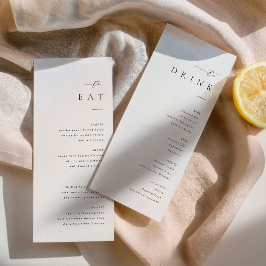 Minimalist Wedding Dinner and Drink Menu