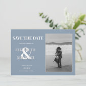 Minimalist Wedding Dusty Blue Photo Save The Date (Debout devant)