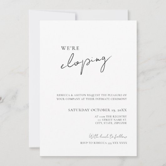 Minimalist Wedding Elopement Invitation (Devant)