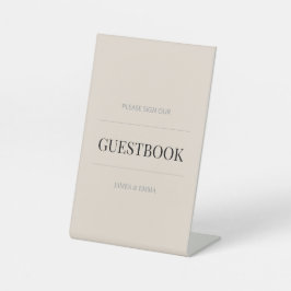 Minimalist Wedding Guest Book Soft Latte Reclamebord Met Voetstuk