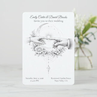 Minimalist Wedding Hands Romantic Couple Kaart