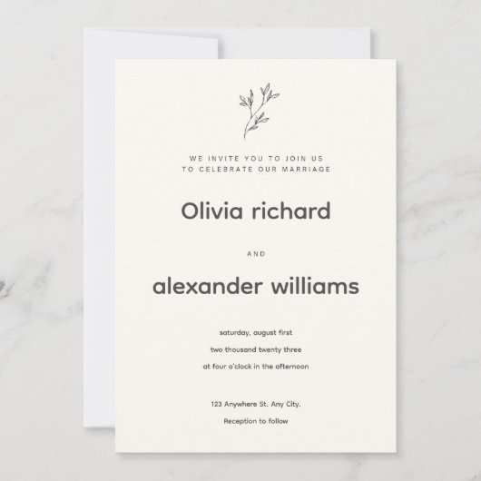 Minimalist Wedding Invitation Template (Devant)