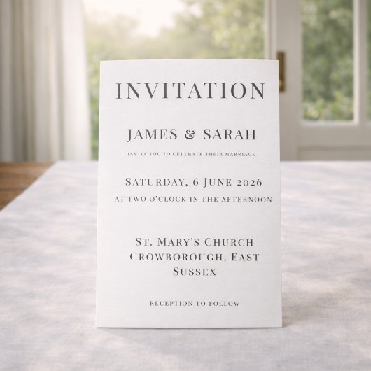 Minimalist Wedding Invitation Template | Elegant Kaart