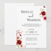 Minimalist Wedding Invitation Wild Flowers (Devant / Derrière)