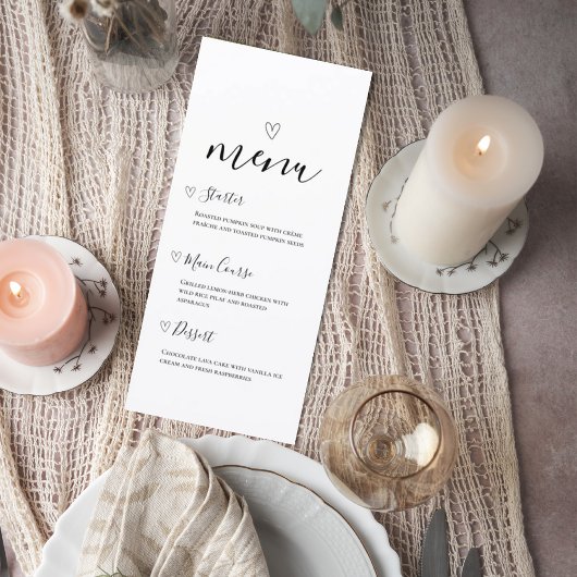 Minimalist Wedding Menu Card