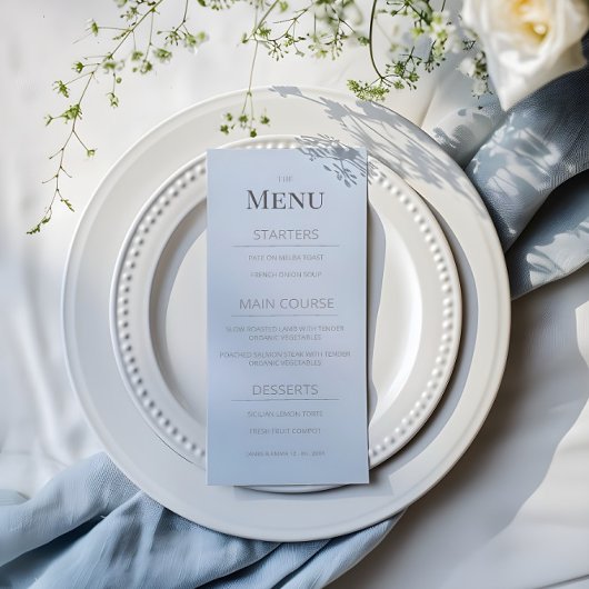 Minimalist Wedding Menu | Dusky Blue