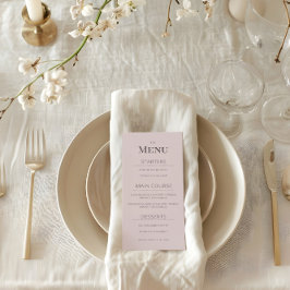 Minimalist Wedding Menu Dusky Rose