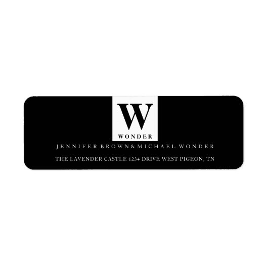 Minimalist Wedding Monogram Black Etiket (Voorkant)