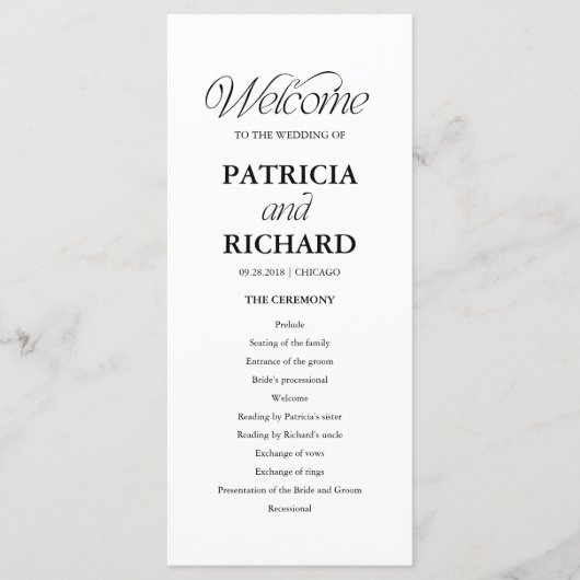 Minimalist Wedding Order of Service Program Programma (Voorkant)