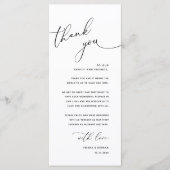 Minimalist Wedding Place Setting Thank You Card Programma (Voorkant)