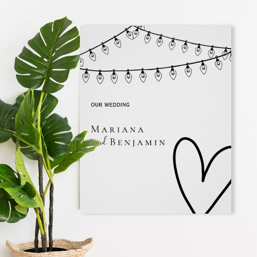 Minimalist Wedding Poster with String Lights Perfect Poster