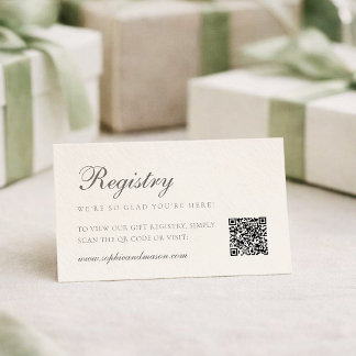 Minimalist Wedding Registry Card with QR Code Informatiekaartje