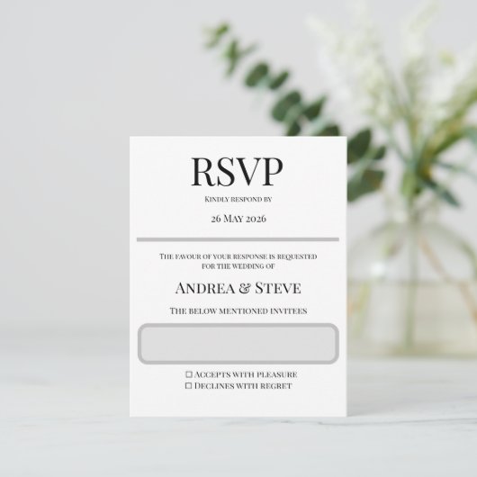 Minimalist Wedding RSVP Card | Editable Template (Debout devant)