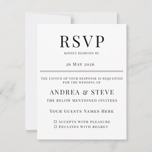 Minimalist Wedding RSVP Card | Elegant Classic (Devant)