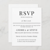 Minimalist Wedding RSVP Card | Elegant Classic (Devant / Derrière)