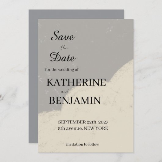 Minimalist Wedding Save The Date (Devant / Derrière)