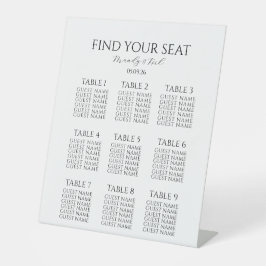 Minimalist Wedding Seating Chart | Custom Modern  Reclamebord Met Voetstuk