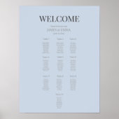 Minimalist Wedding Seating Plan (10) Dusky Blue Poster (Voorkant)