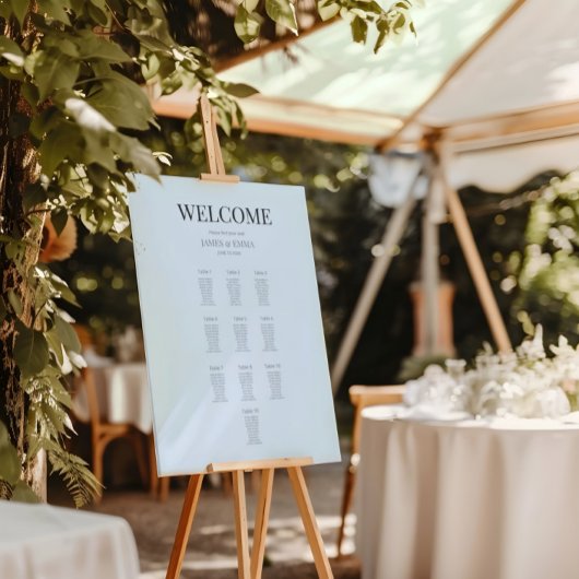 Minimalist Wedding Seating Plan (10) Dusky Blue Poster