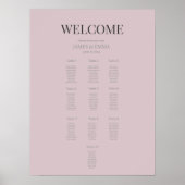 Minimalist Wedding Seating Plan (10) Dusky Rose Poster (Voorkant)
