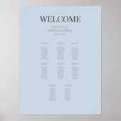 Minimalist Wedding Seating Plan (8) Dusky Blue Poster (Voorkant)