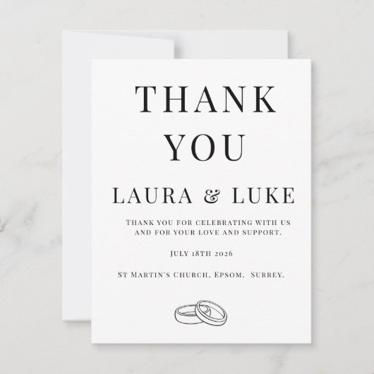 Minimalist Wedding Thank You Card | Editable Bedankkaart (Voorkant)