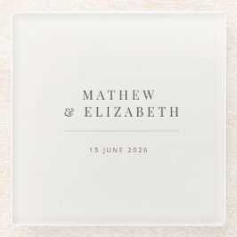 Minimalist Wedding  | Warm White Glazen Onderzetter