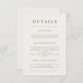 Minimalist Wedding Warm White Informatiekaartje (Voorkant / Achterkant)