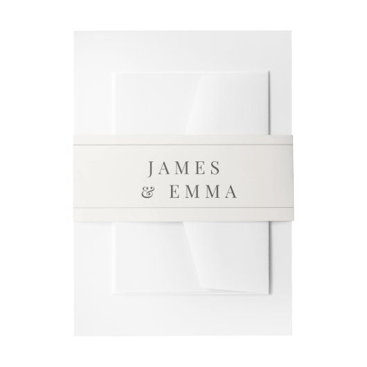 Minimalist Wedding | Warm White Uitnodigingen Wikkel (Voorkant Voorbeeld)