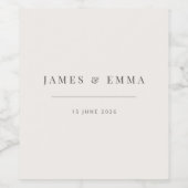 Minimalist Wedding | Warm White Wijn Etiket (Enkel label)