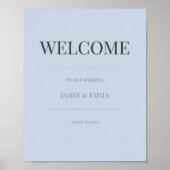 Minimalist Wedding Welcome Sign | Dusky Blue Poster (Voorkant)