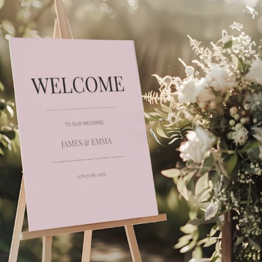 Minimalist Wedding Welcome Sign Dusky Rose  Poster