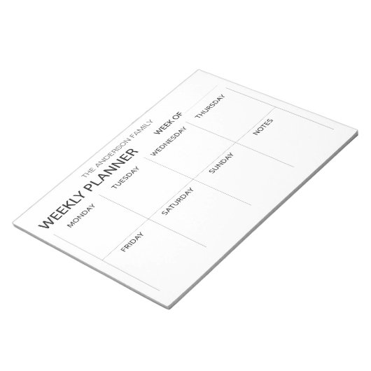 Minimalist weekly planner  notepad notitieblok (Schuin)