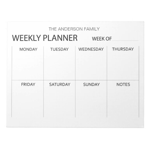 Minimalist weekly planner  notepad notitieblok (Voorkant)