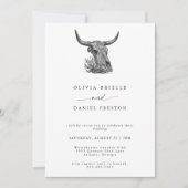 Minimalist Western Cow Skull Rustic Photo Wedding Kaart (Voorkant)