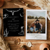 Minimalist Western Rustic Photo Black Wedding