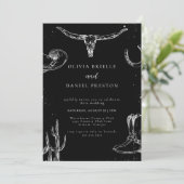 Minimalist Western Rustic Photo Qr Code Wedding Kaart (Staand voorkant)