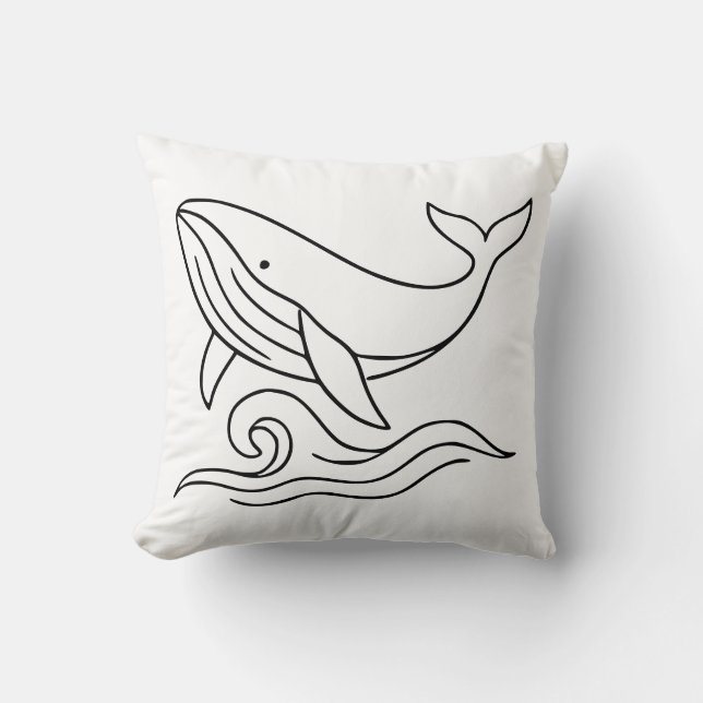 Minimalist Whale Line Art – Ocean Animal  Kussen (Voorkant)
