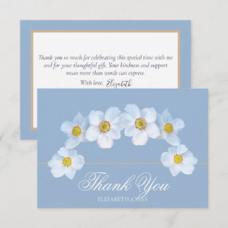 Minimalist White Anemone Bridal Shower Thank You Bedankkaart