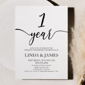 Minimalist White Black 1st Wedding Anniversary Kaart