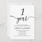 Minimalist White Black 1st Wedding Anniversary Kaart (Voorkant)